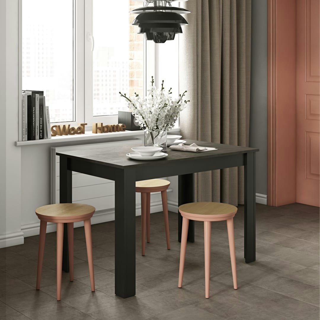 NICE - Table effet bois noir et béton