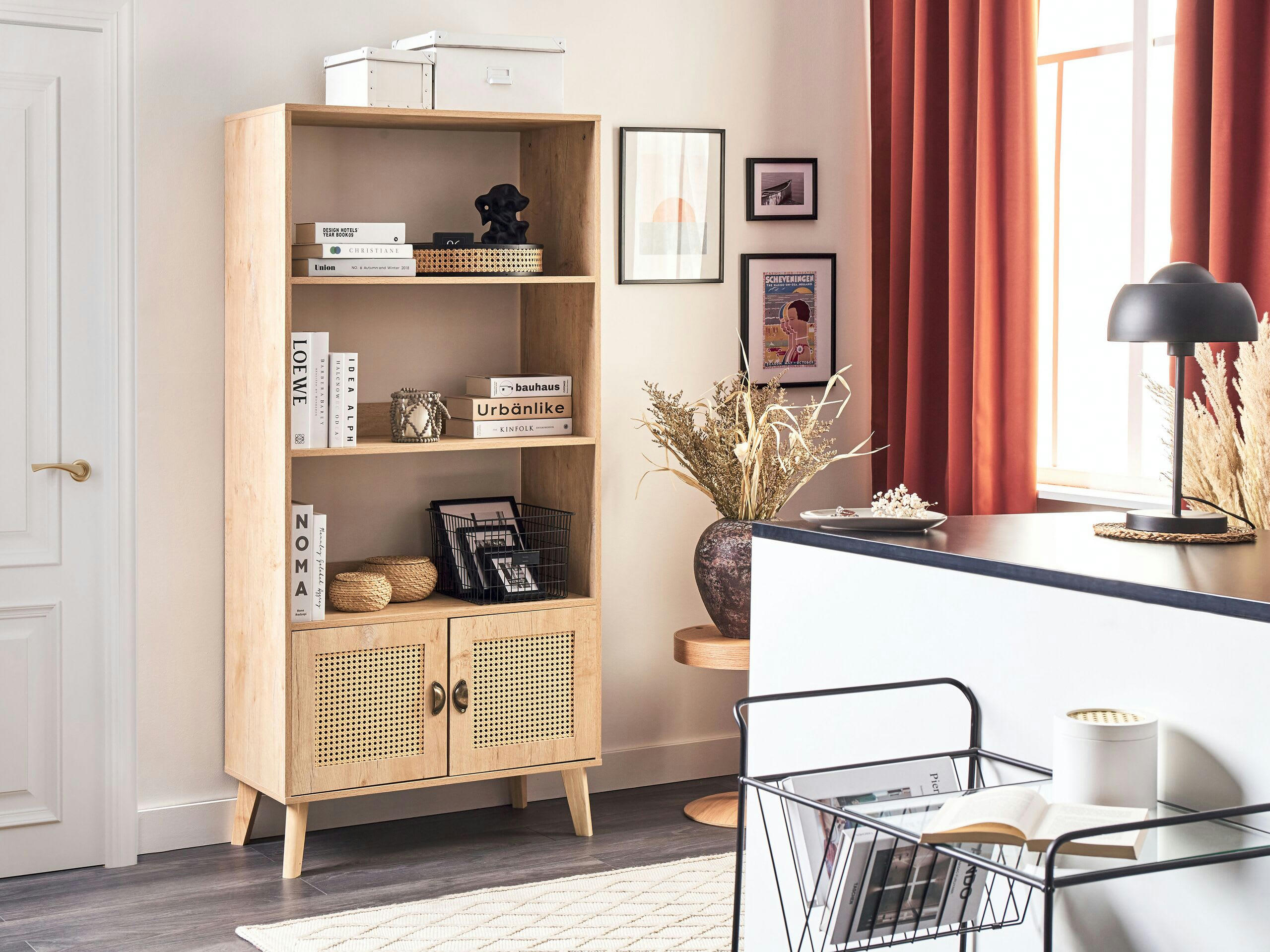 PARTON - Bibliothèque 3 niveaux en MDF bois clair