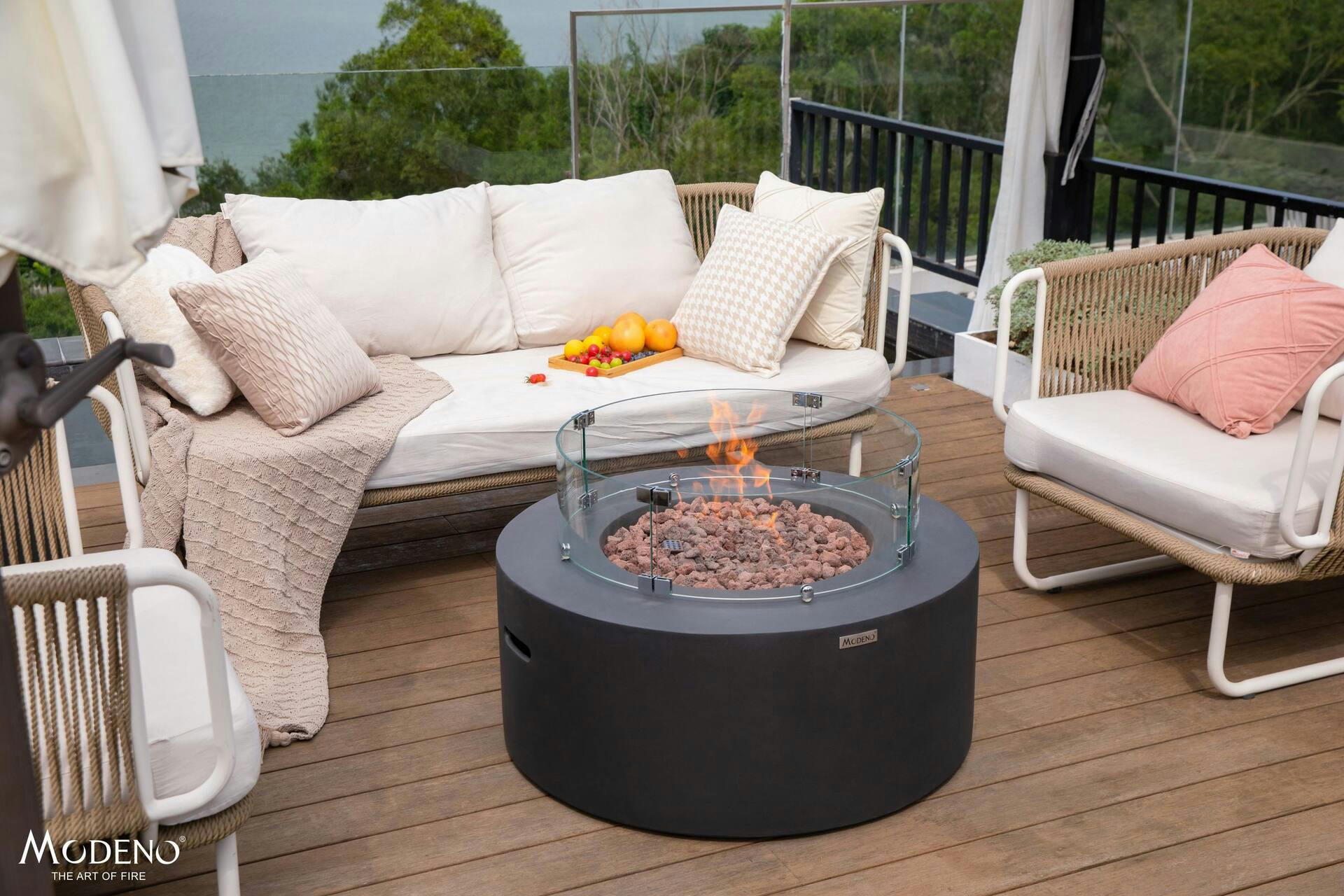 Modeno Venice Outdoor Round Propane Fueled Fire Table, 50,000 BTUs, 34 x 34 x 14-in