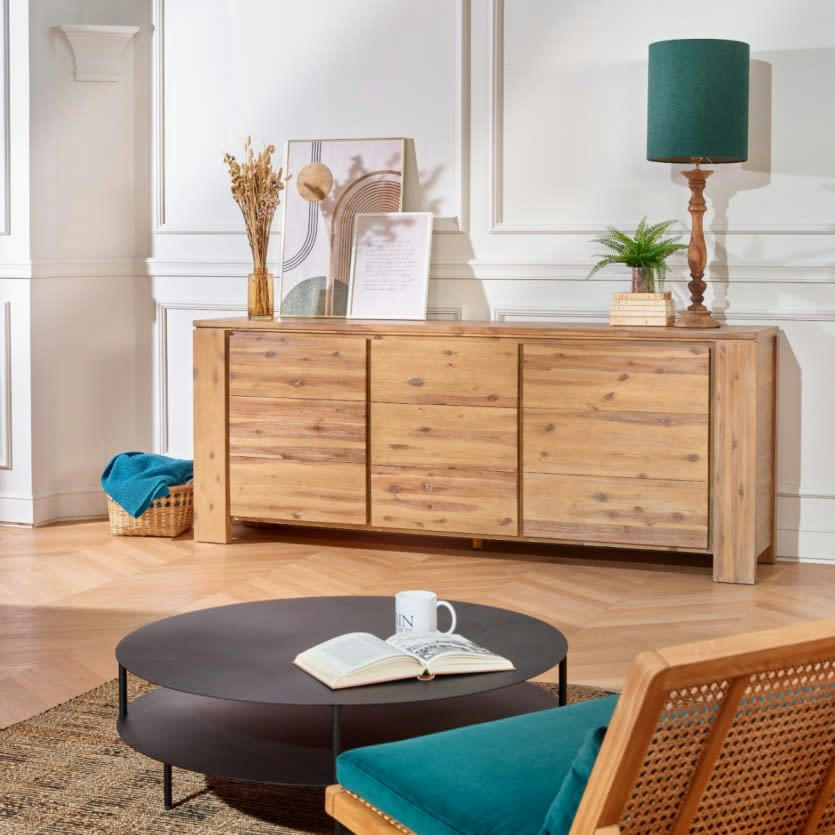 ENZO - Buffet en acacia 2 portes 2 tiroirs