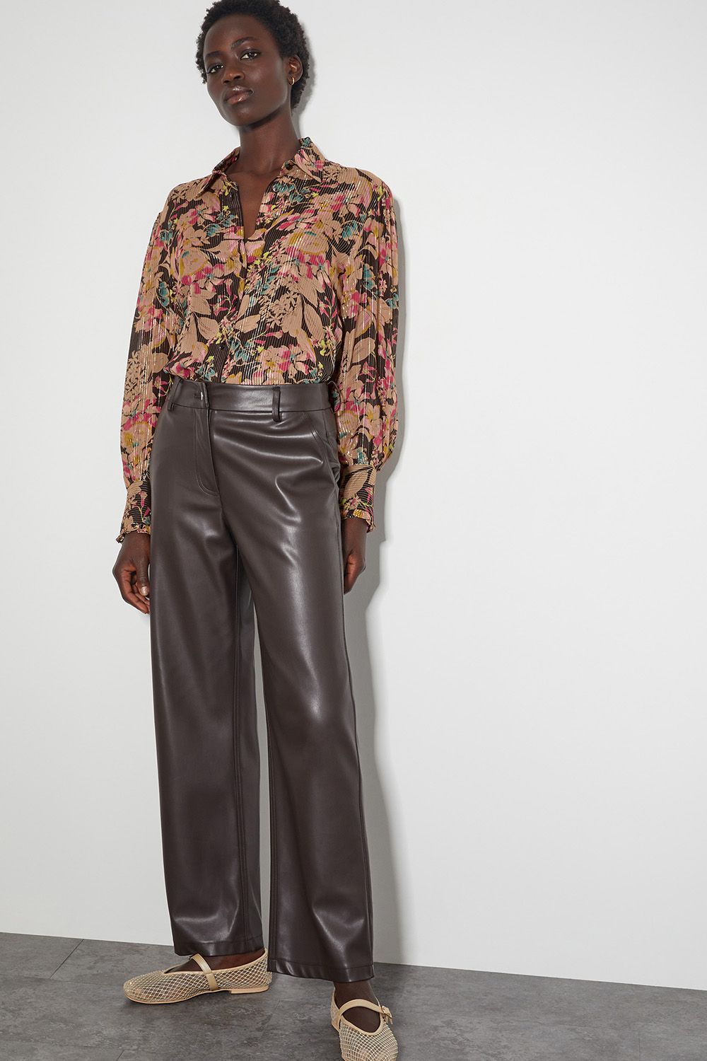 Monsoon Felicity Metallic Floral Shirt Black