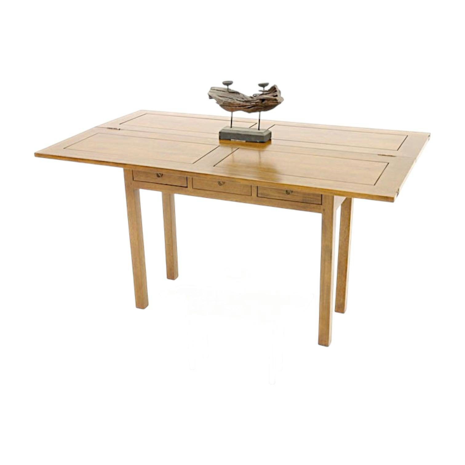 Console extensible en table à tiroirs hévéa 140cm HELENA