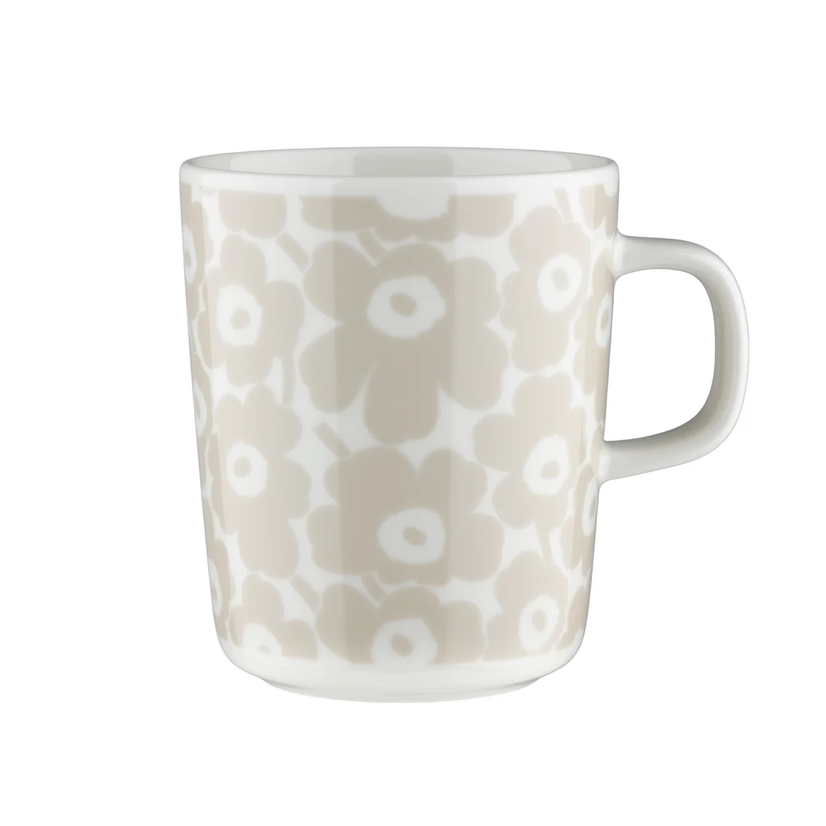 Marimekko - Oiva Pikkuinen Unikko Becher mit Henkel 250 ml, weiß / straw