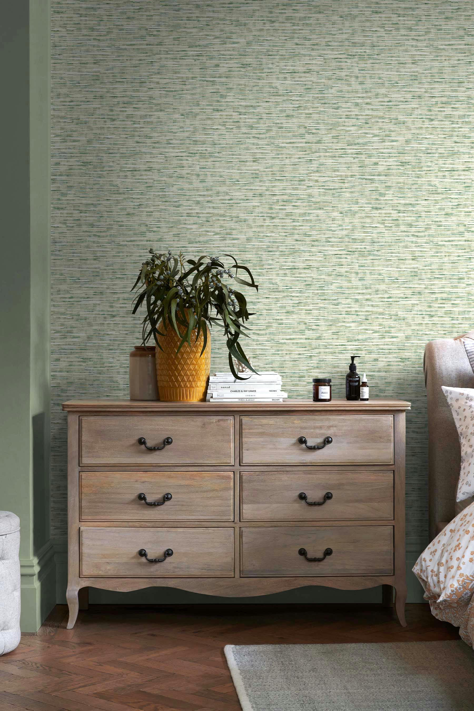 - Papier peint tissage abstrait vert 1005x52cm