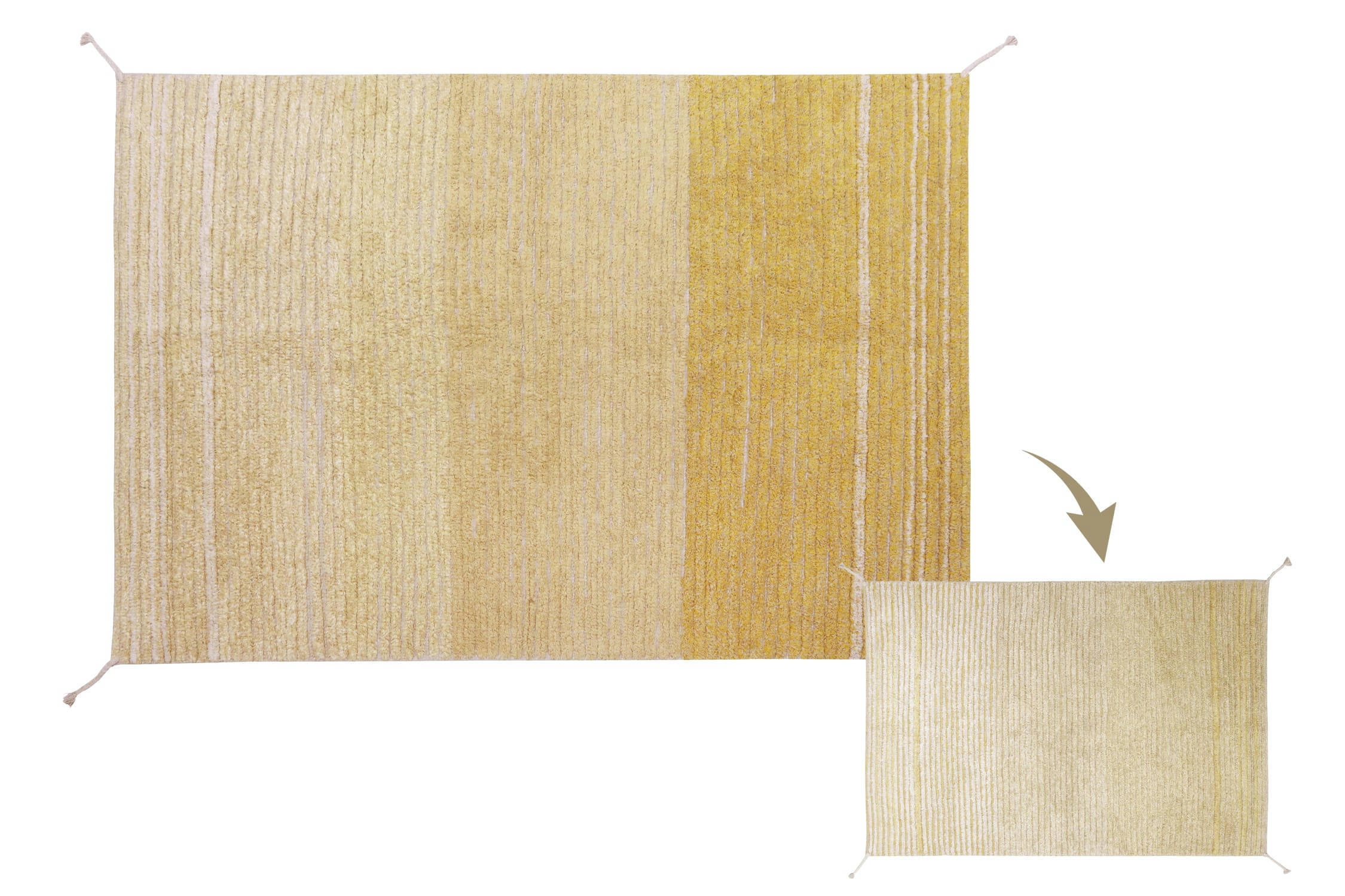 REVERSIBLE - Tapis lavable en coton jaune 120x160