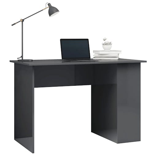 NNEVL Desk High Gloss Grey 110x60x73 cm Chipboard