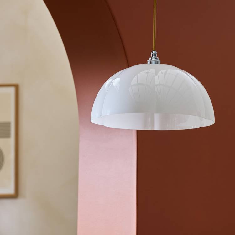 Habitat Apple White Scalloped Glass Easy Fit Lampshade- 35cm