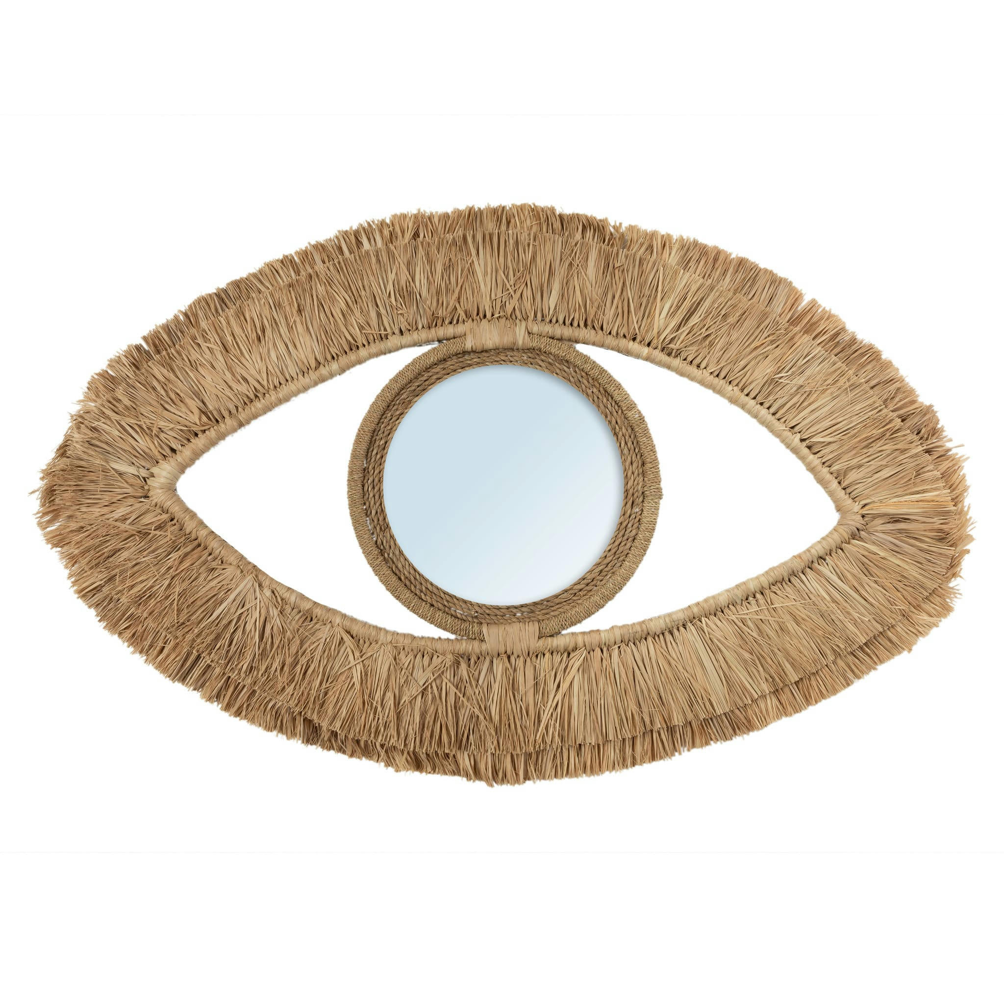 RAFFIA EYE - Miroir en raphia 40x70