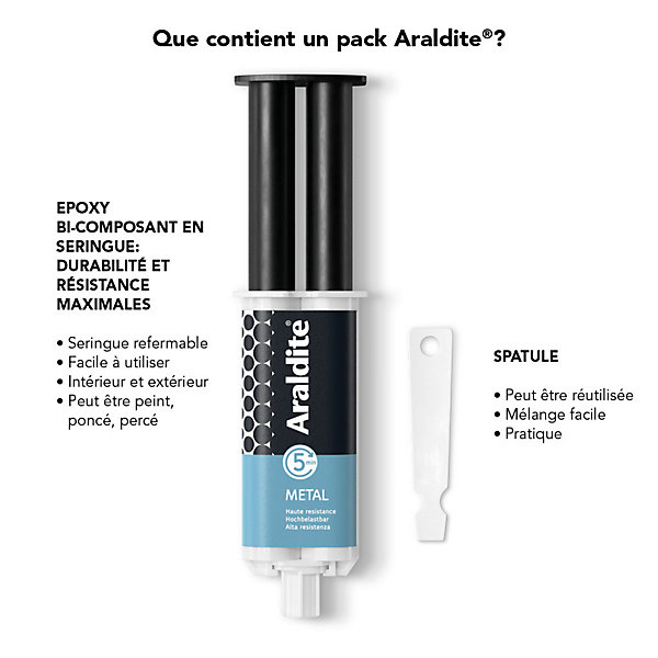 Colle haute performance epoxy à prise rapide Araldite Métal 24 ml