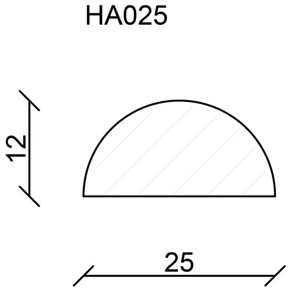 Halbrundstab, Fichte- & Kieferholz natur, LxHxT: 240 x 2,5 x 1,25 cm