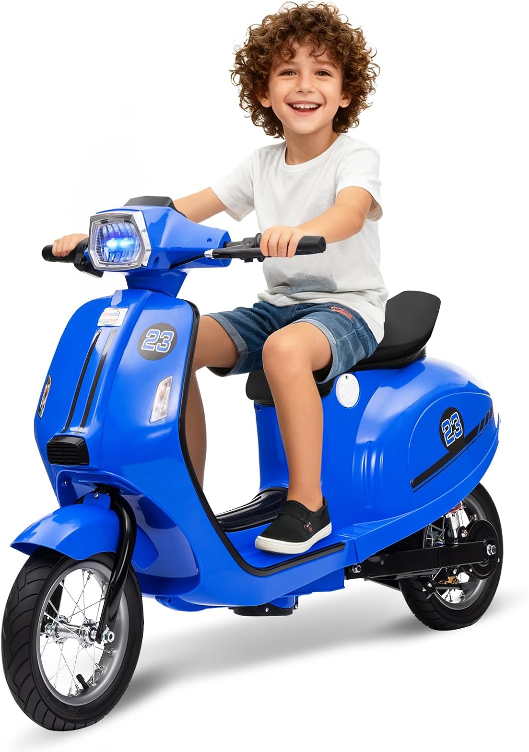 24V Moped Scooter for Kids - Electric Motorcycle for Kids - Electric Scooter with Seat for Children - Ride on Toy with LED Light for Girls