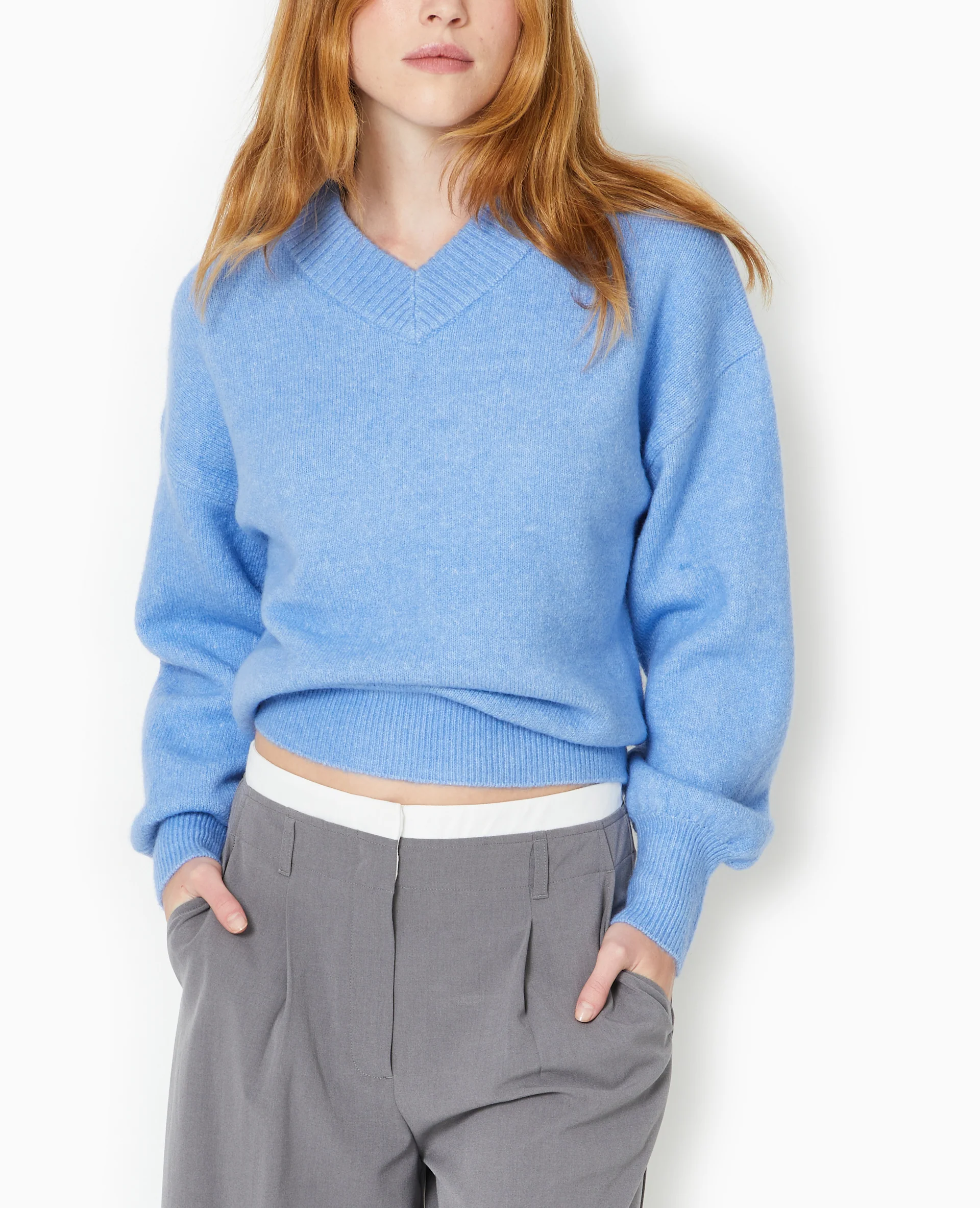 Pull col V en maille