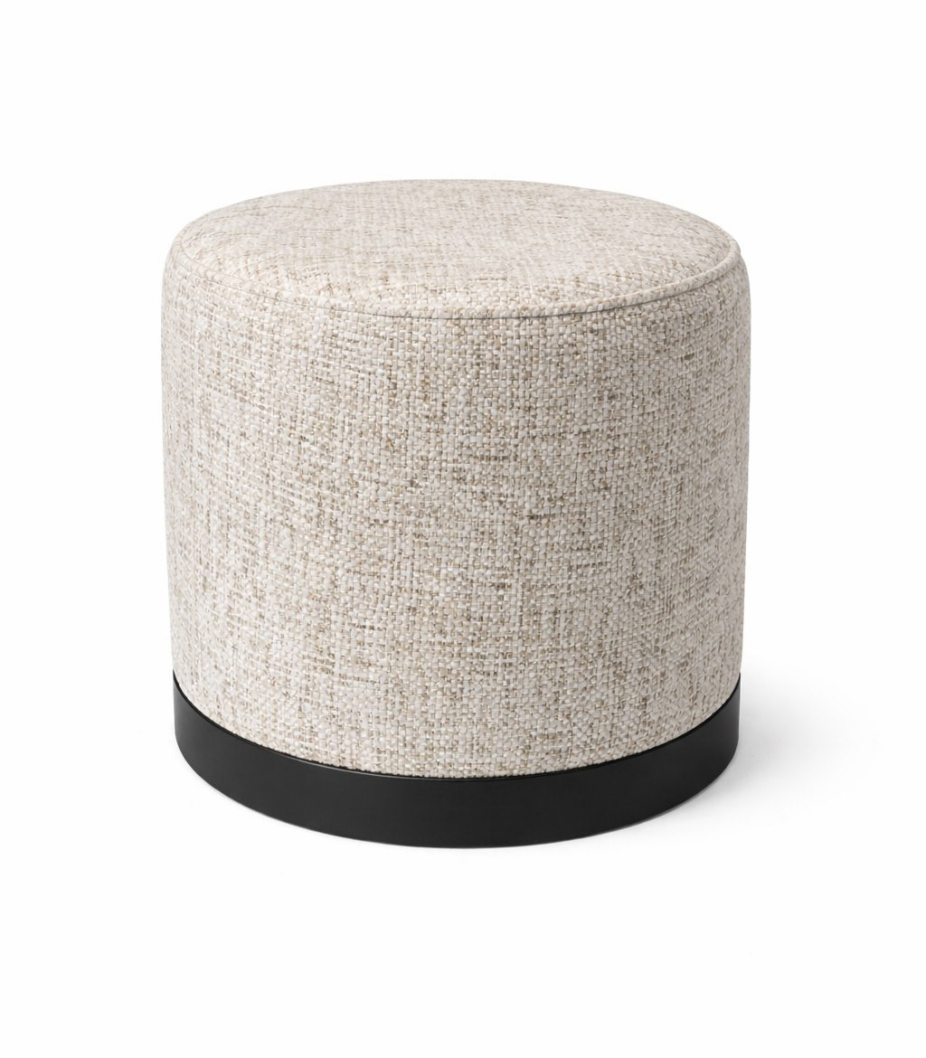 Elegancka Pufa LUX czarna podstawa tkanina IMO 10