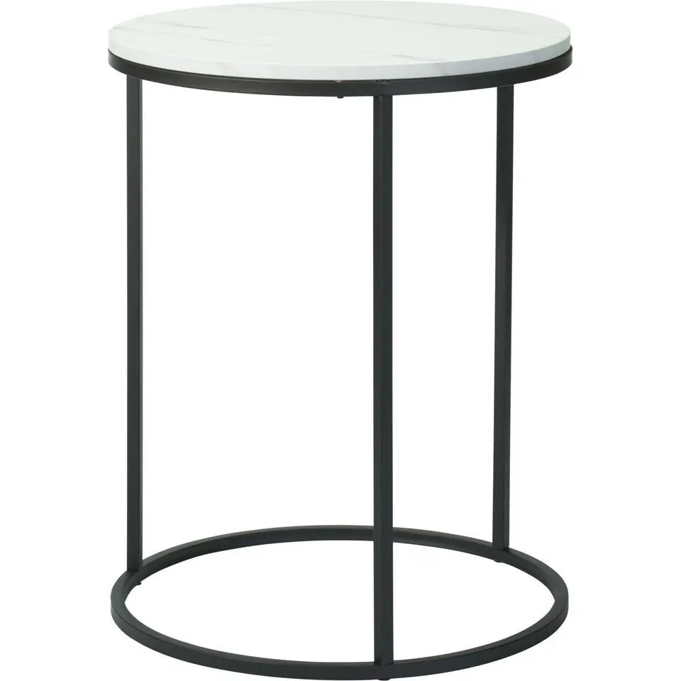 H&S Bijzettafeltjes set 2x - zwart/wit - D40 x H50/D30 x H40 cm