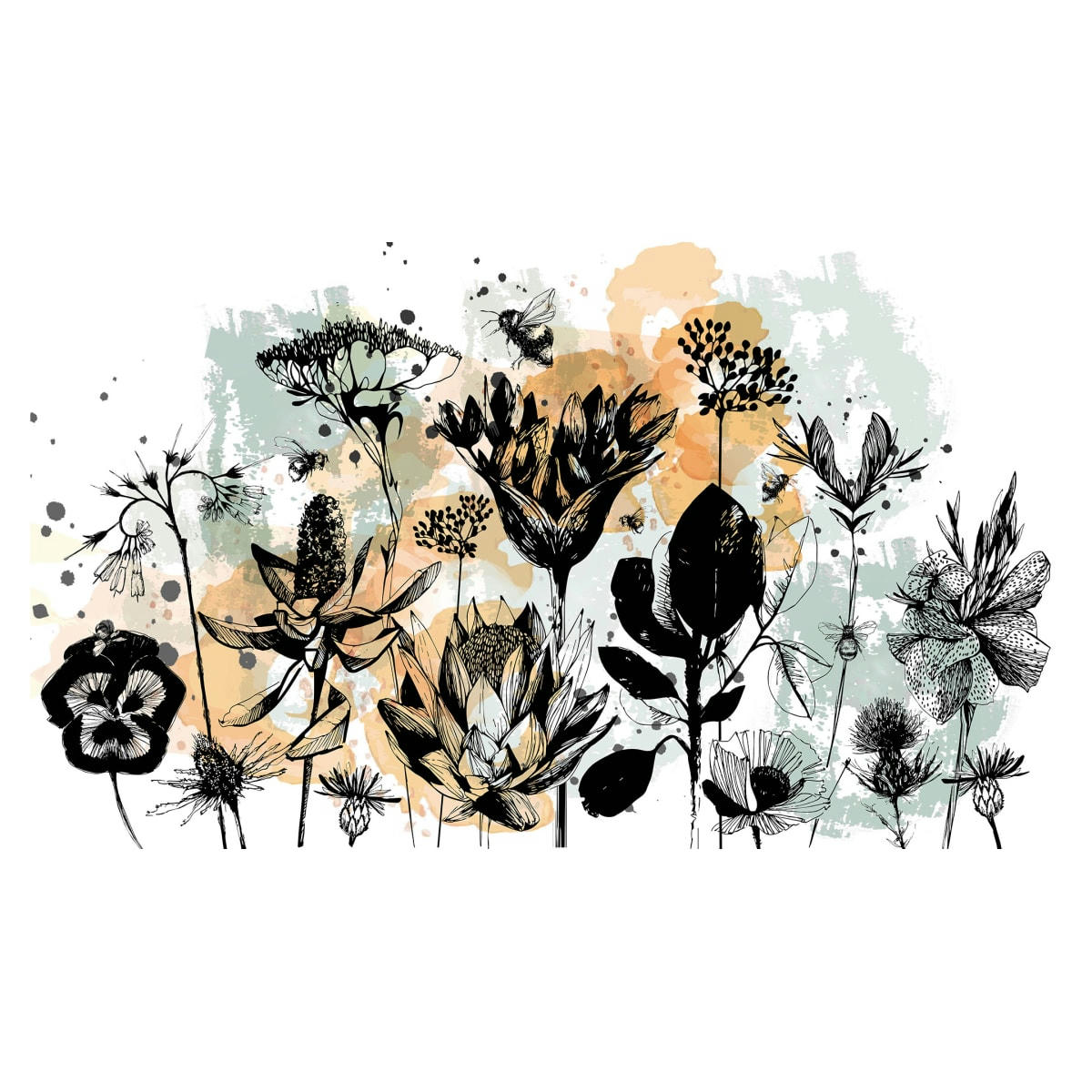 - Papier peint panoramique fleurs des champs 225 x 250 cm