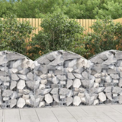 NNEVL Arched Gabion Basket 100x30x80/100 cm Galvanised Iron