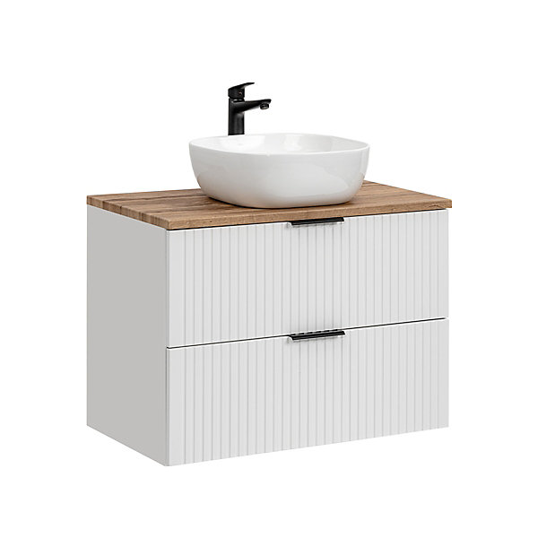 Ensemble meuble simple vasque 80cm et colonne Adriel Blanc
