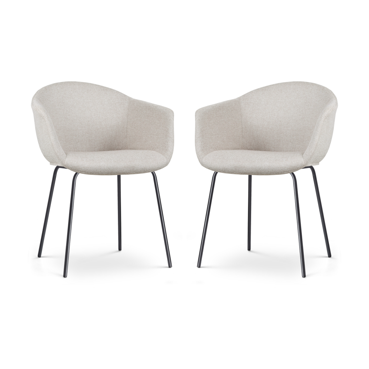 Nolon Nora-Otis Eetkamerstoelen Set van 2 - Beige - Zwarte Poten