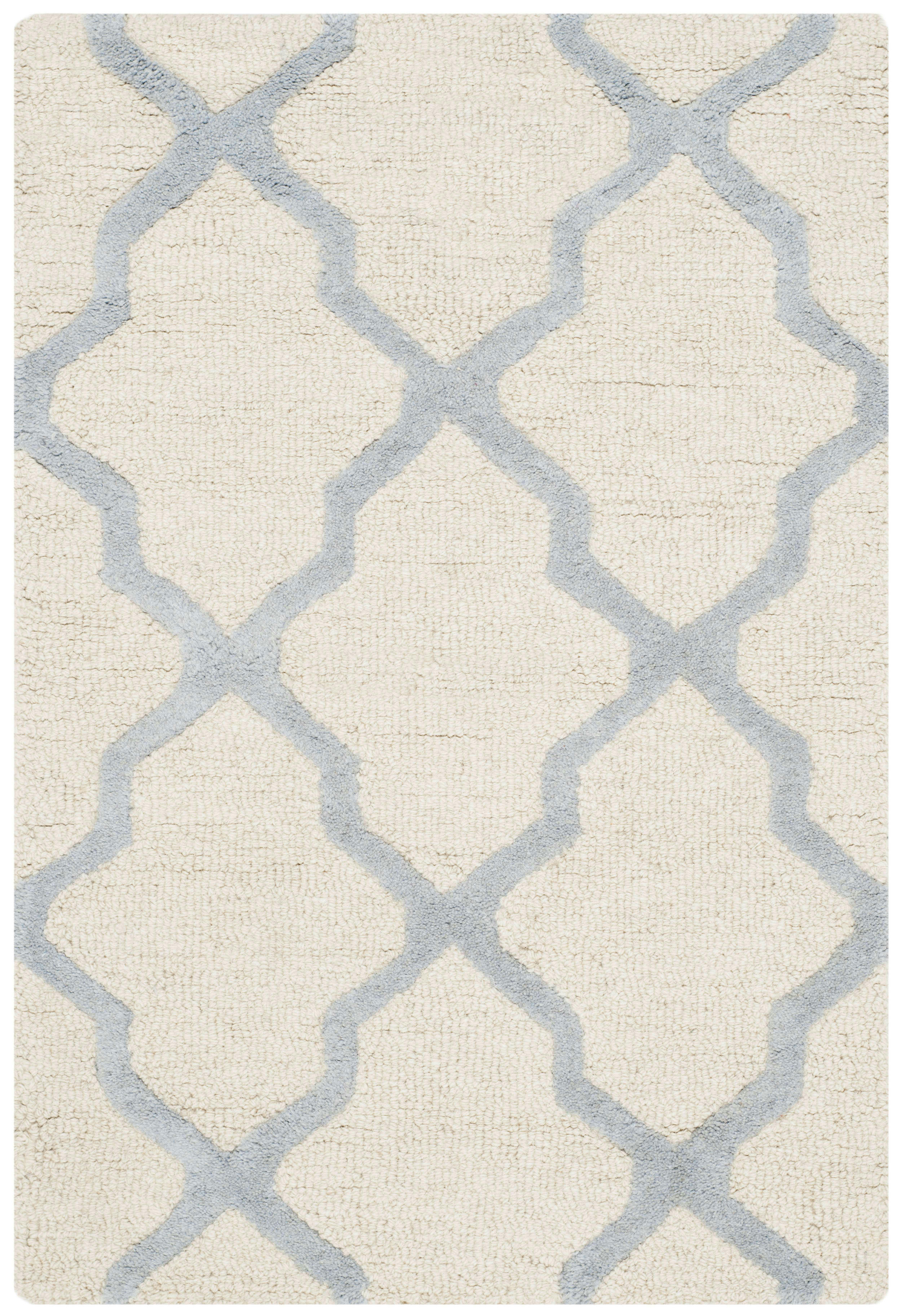 CAMBRIDGE - Tapis de salon interieur en ivoire & bleu clair, 91 x 152 cm