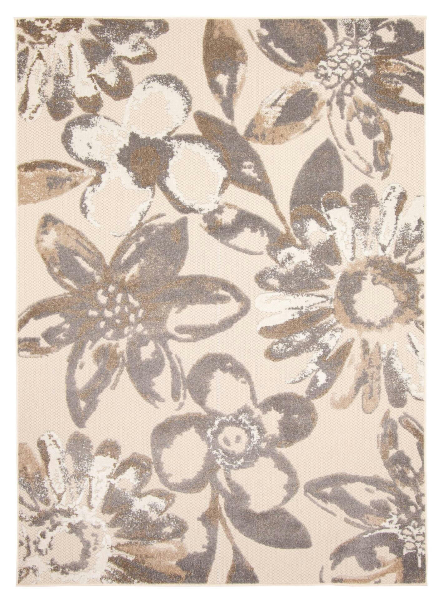 ECARPET Liv Indoor/Outdoor Floral Area Rug, Ivory, Assorted Sizes
