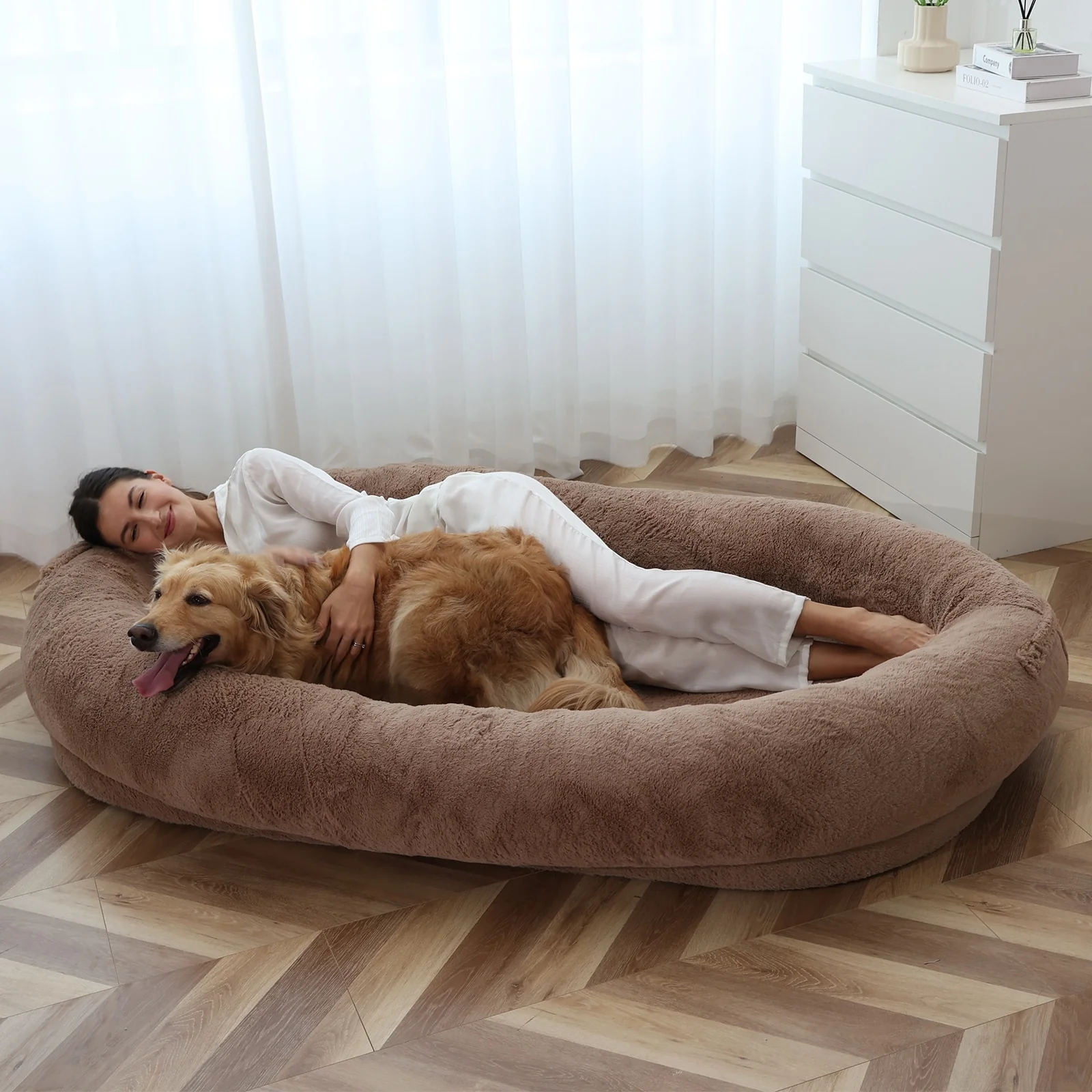 DoCred Oversized Washable Human Dog Bed with Removable Cover