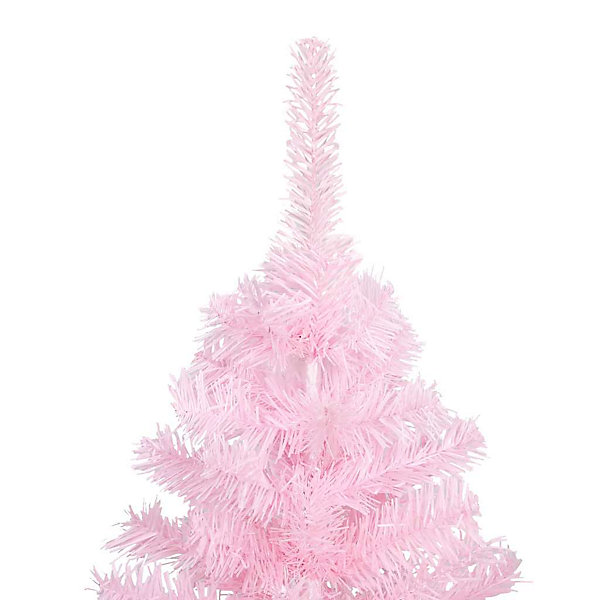 Arbre de Noël artificiel pré-éclairé et boules rose 210 cm PVC vidaXL