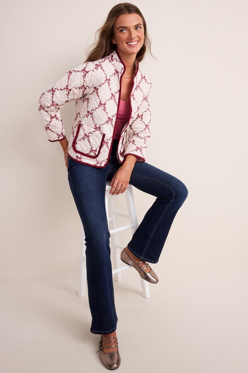 Caitlin Bow Print Quilted Jacket
