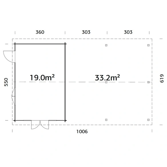 Gartenhaus »Irene«, Aufstellmaße BxTxH: 1006 x 619 x 316 cm, tauchgrundiert, Holz