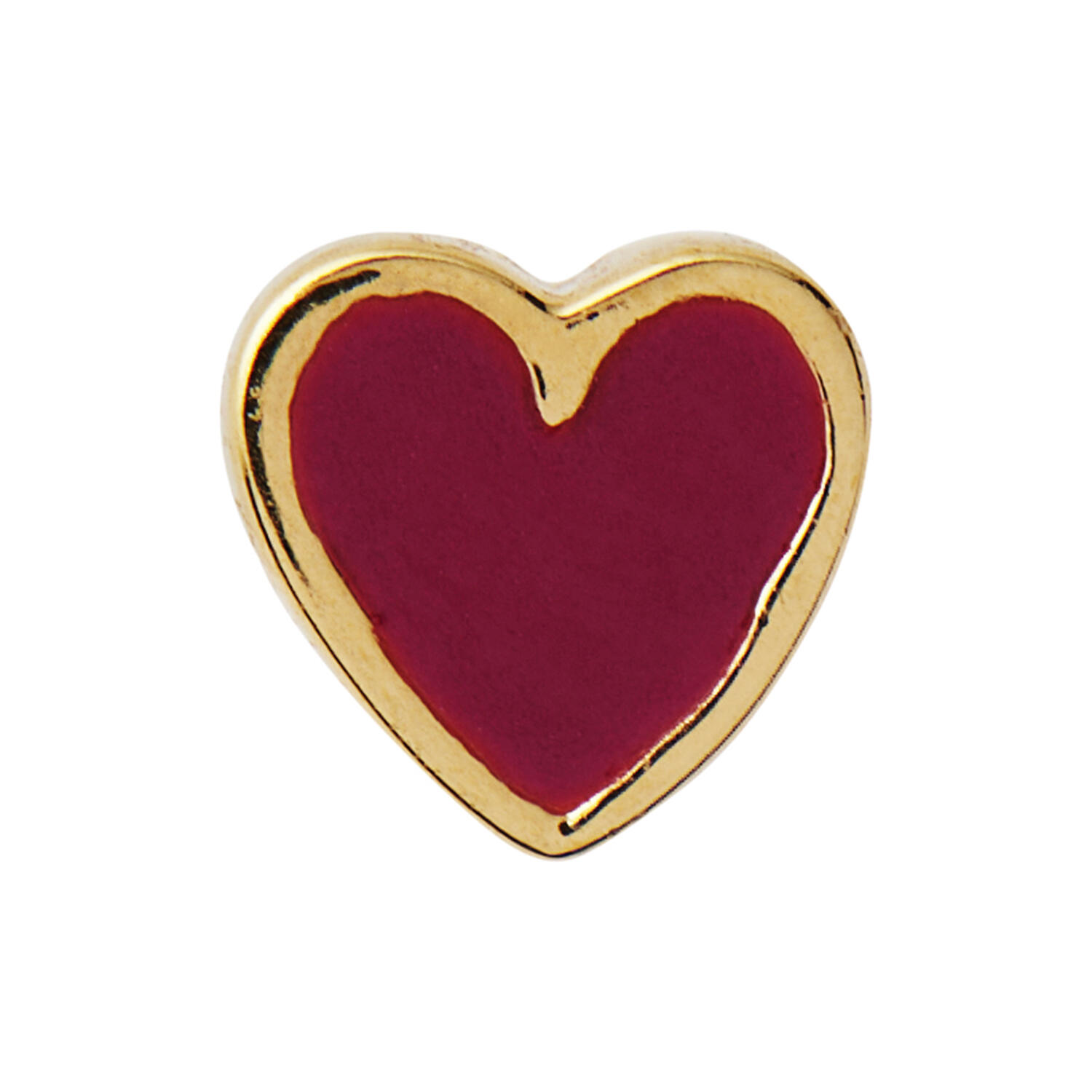 Petit Love Heart Burgundy Enamel Single, gold