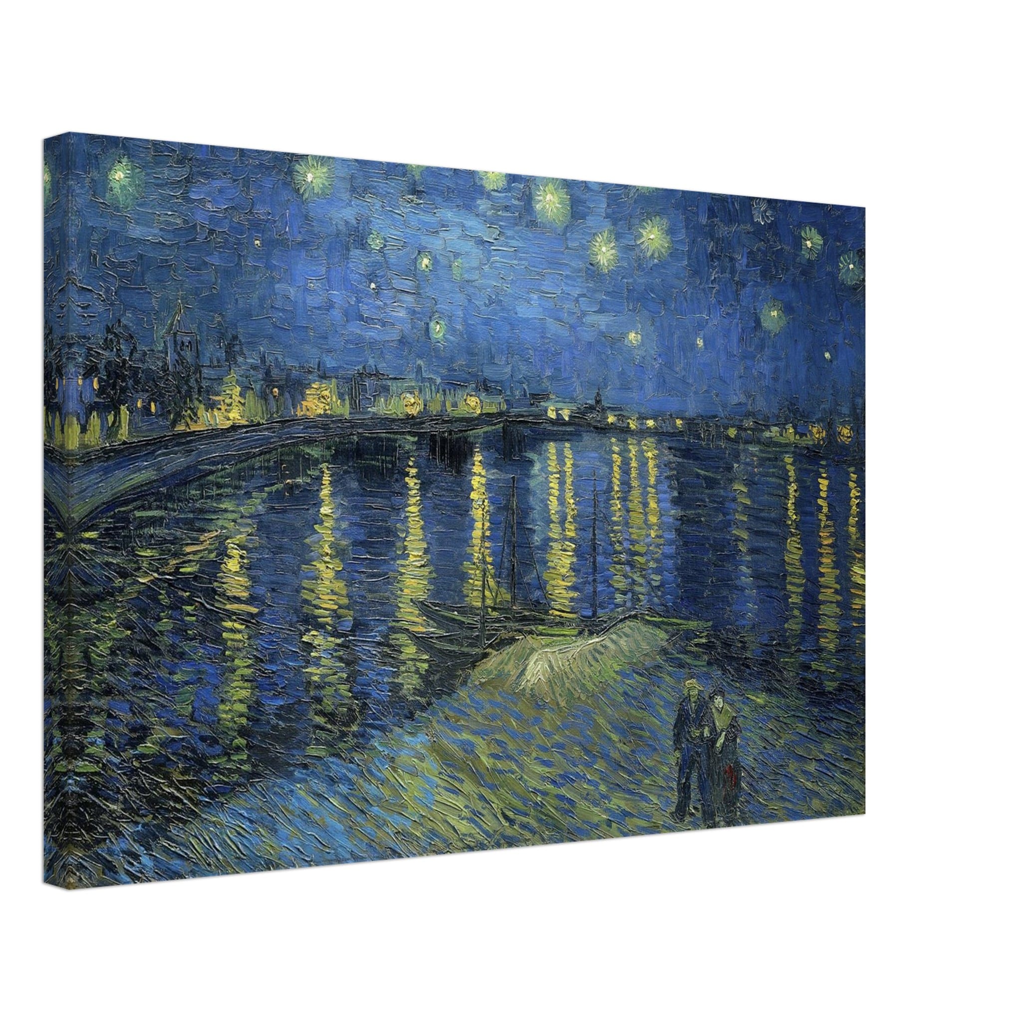 Artfulprints Canvas Vincent van Gogh - Starry night over the Rhône canvas - 60x40 cm - Blauw
