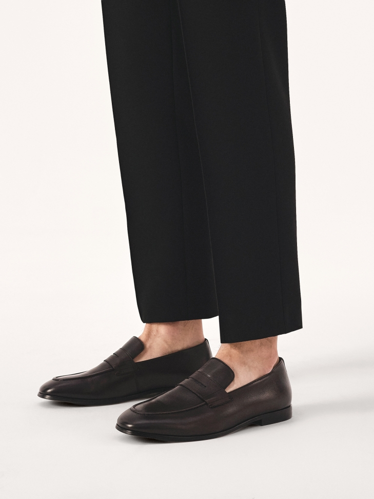 Dark brown leather loafers