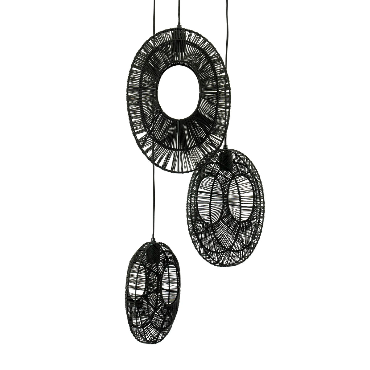 FurniLux Pendant lamp Ovo cluster round - zwart - 26 x26x132 cm
