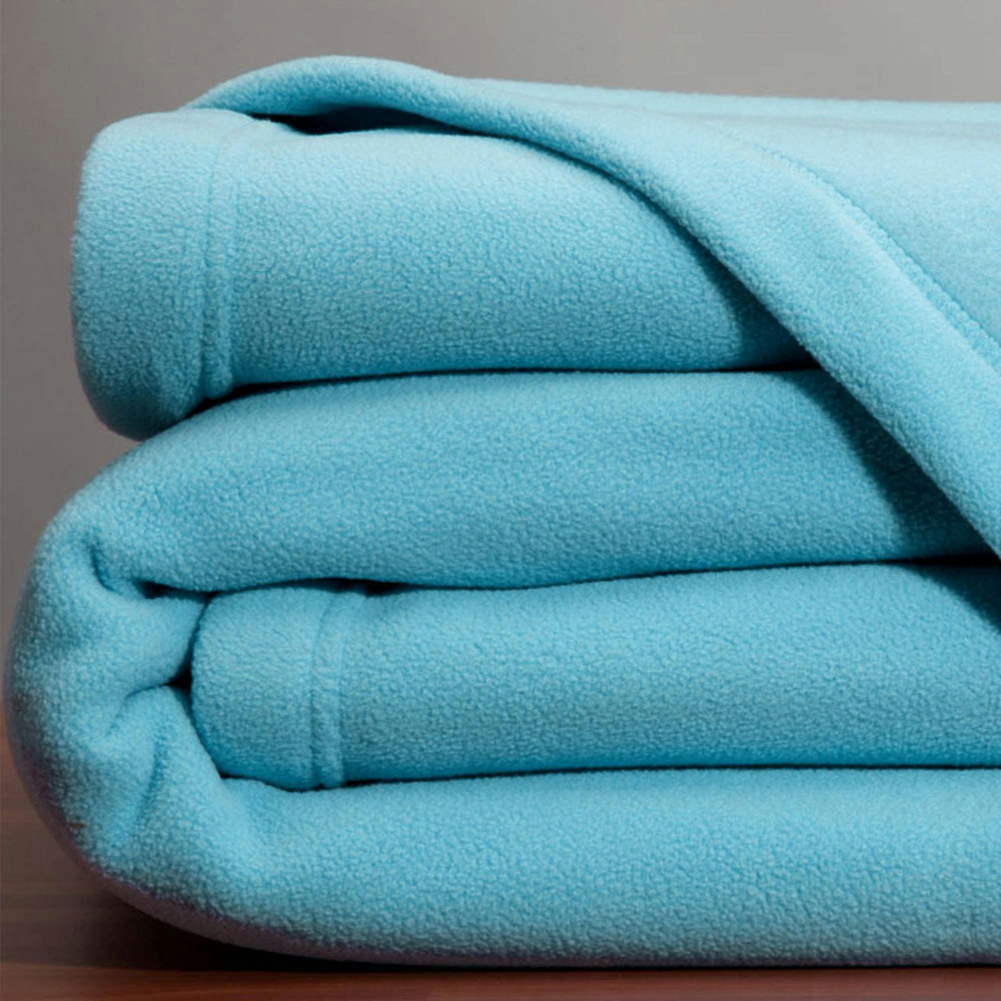 POLAIRE MICROFIBRE UNIE - Couverture tempérée 180x220 bleu ciel en polyester