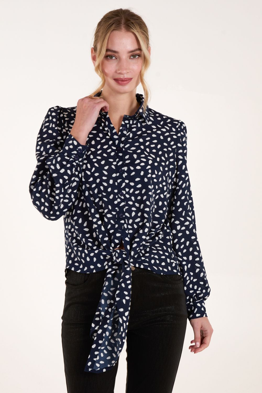Blue Vanilla Abstract Polka Dot Oversized Shirt