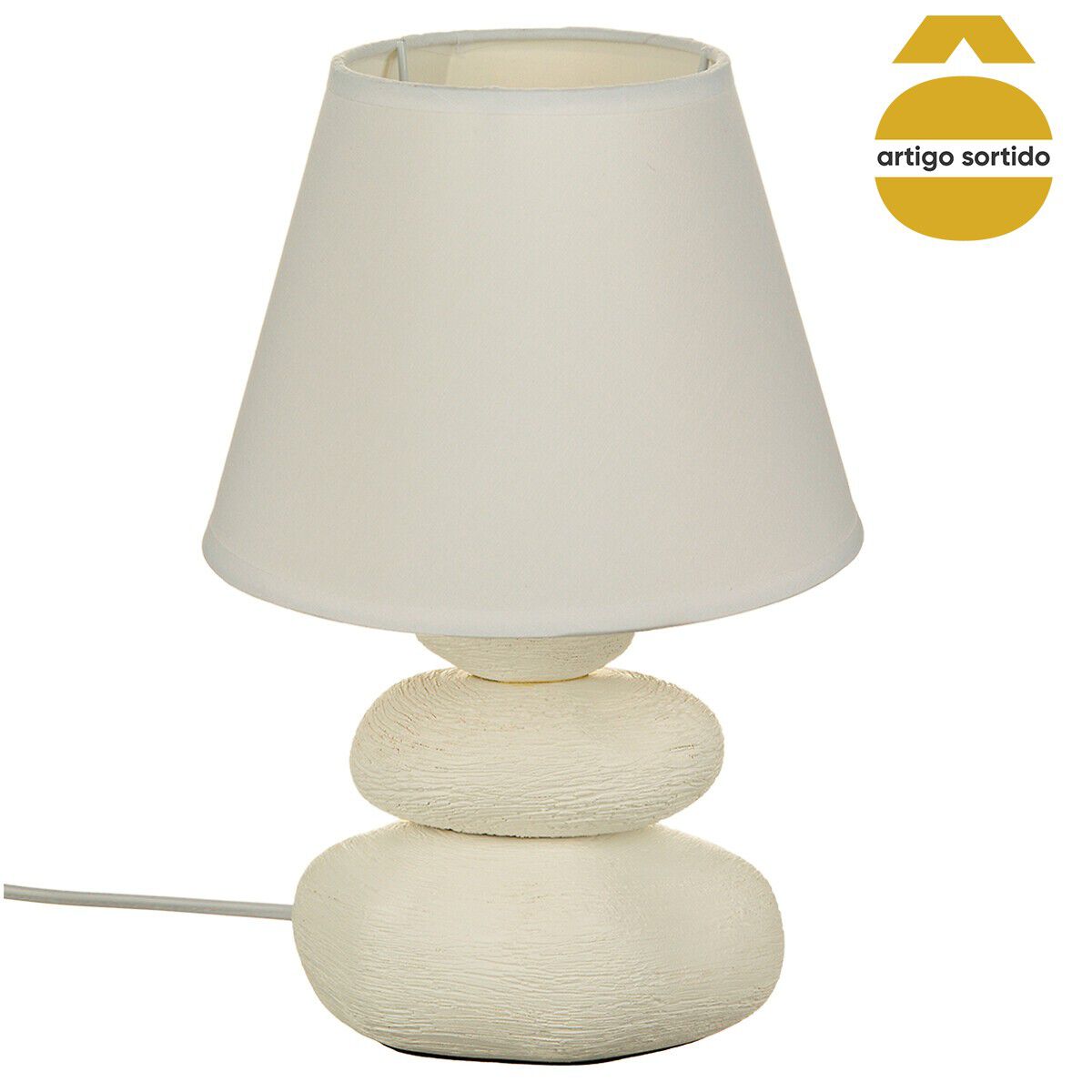 Candeeiro de mesa com 3 pedras em cerâmica