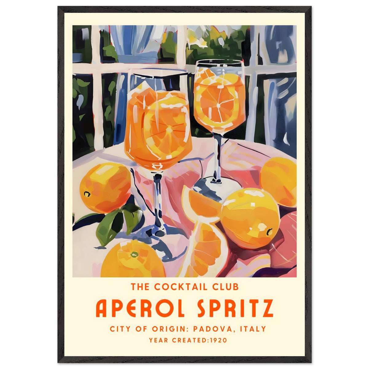 Artfulprints Poster met Lijst Aperol Spritz - The cocktail club II  - 70x100 cm - Oranje