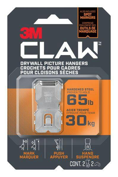 3M Claw DrywAll Picture Hangers, 65-lb Capacity