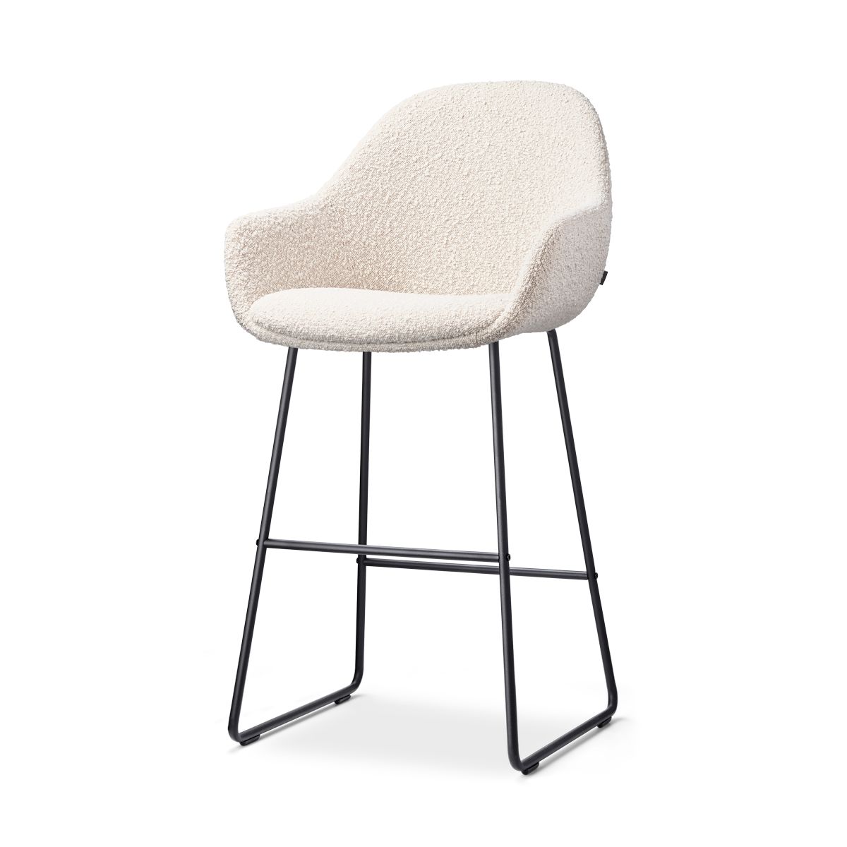 Nolon Nino-Mae Barkruk Bouclé Beige - met Armleuning - Zwart - 65 cm