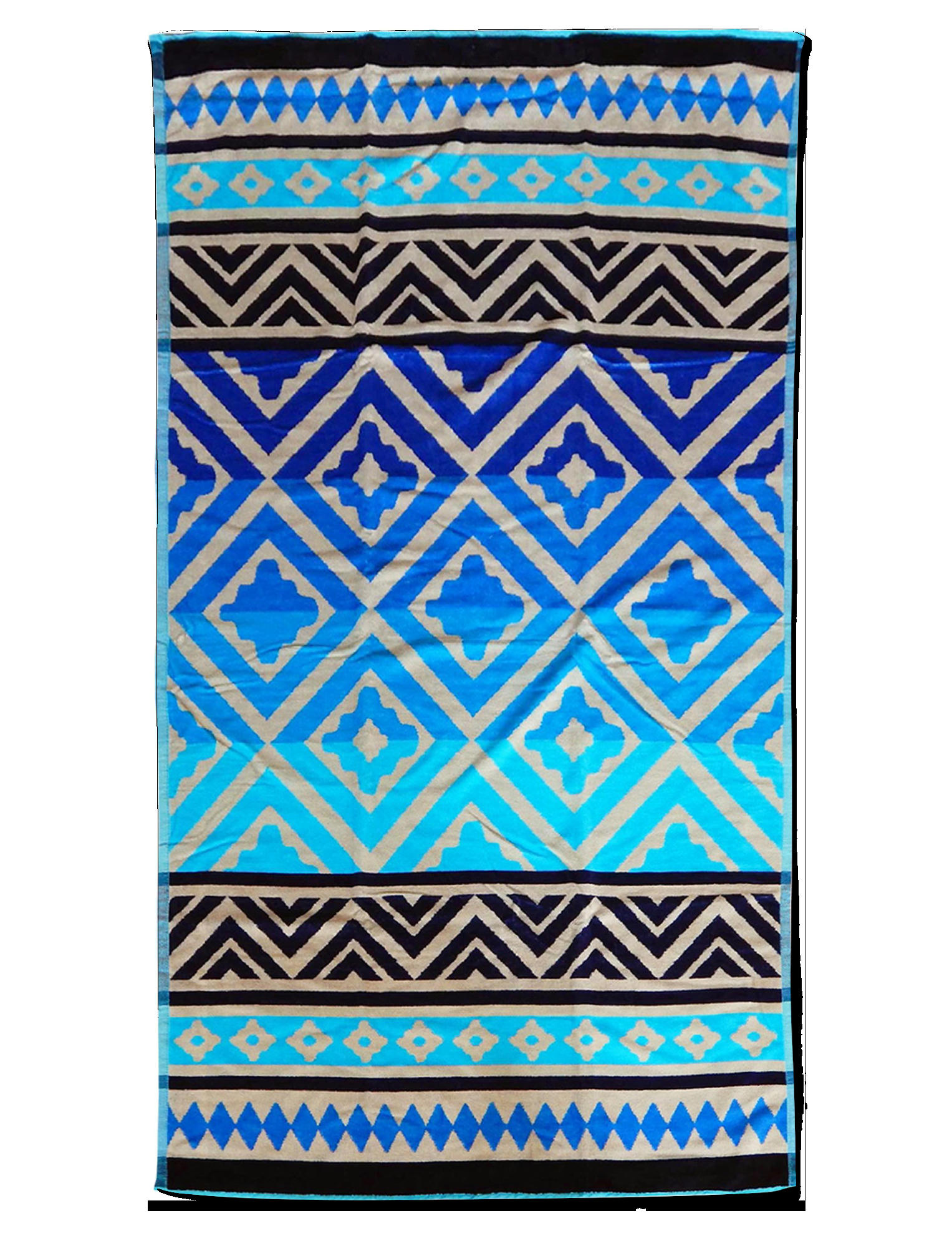 PLAGE - Serviette de plage éponge velours bleu turquoise itaparica 86 x 160