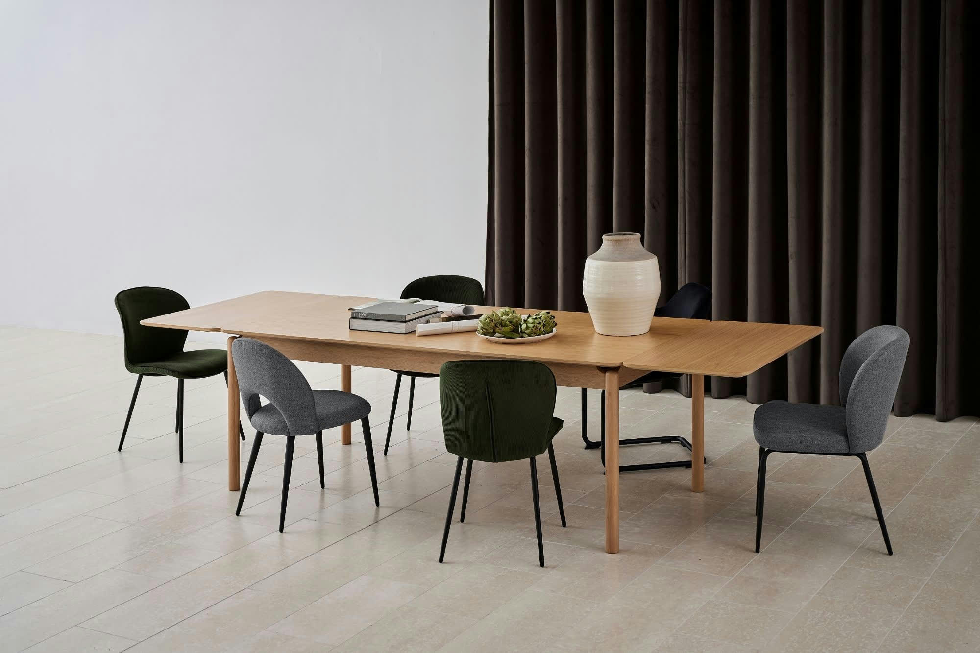 LINA - Lot de 2 chaise de salle à manger en velours et métal