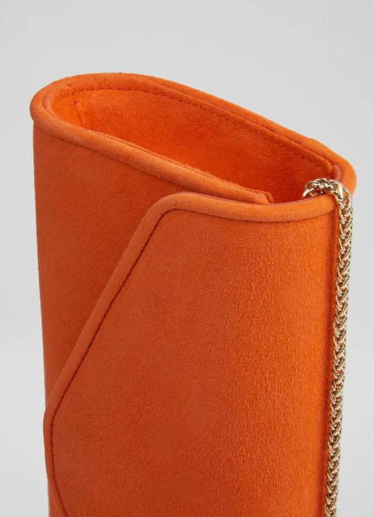 Dominica Orange Suede Clutch Bag
