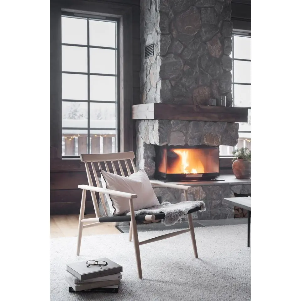 Rowico Home Canwood houten fauteuil whitewash - zwarte zitting