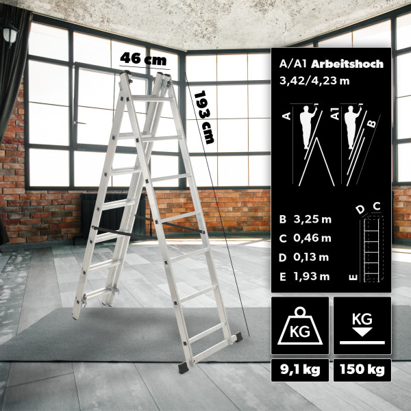 Kadax Drabina Aluminiowa 3x7 Dwustronna Składana