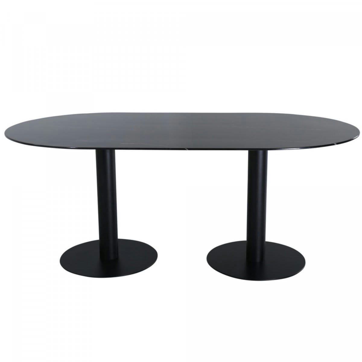 PILLOW - Table à manger design effet marbre et pied en métal