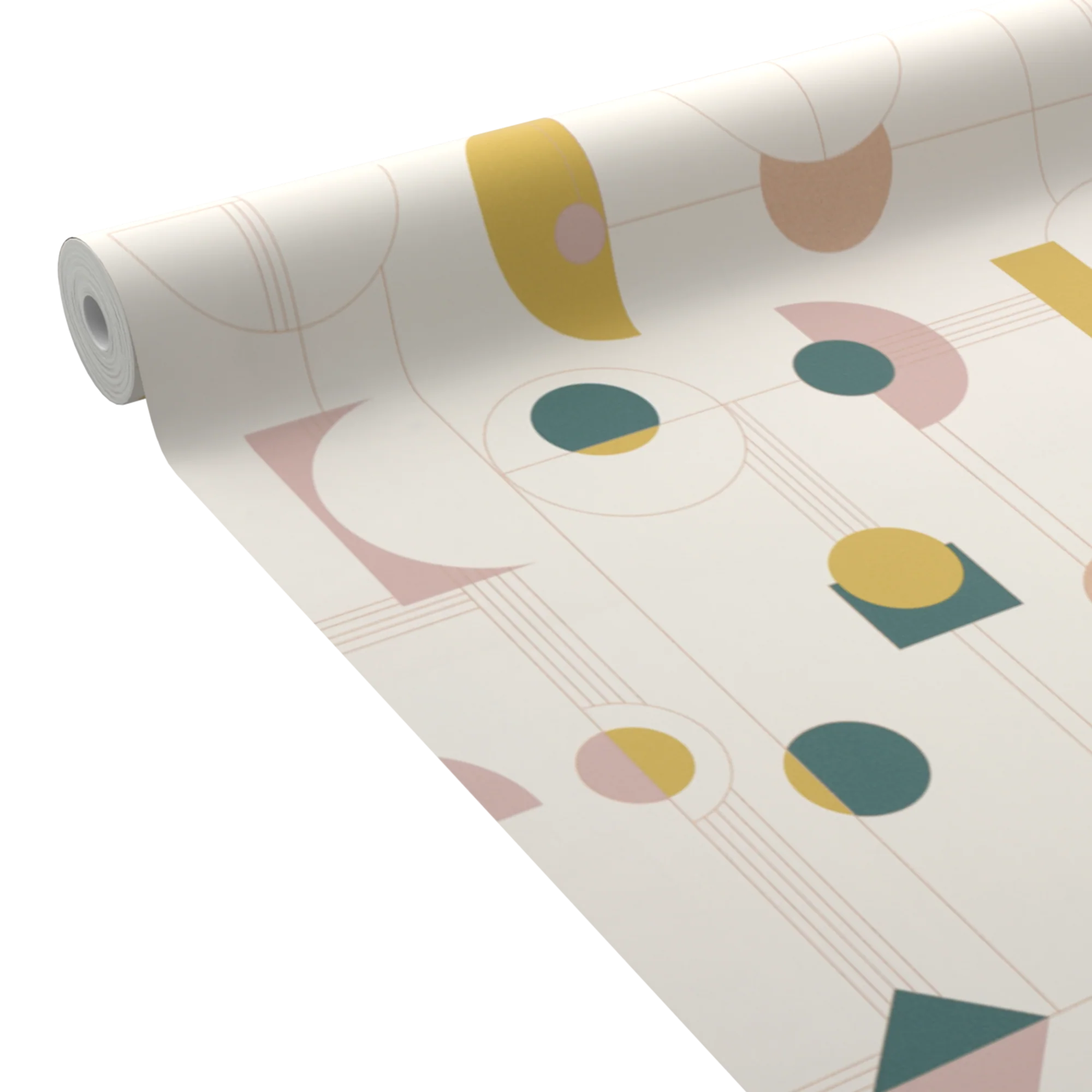 Papier peint intissé NOLA rose clair, jaune et bleu pétrole