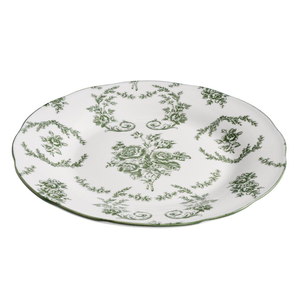 Assiette à dessert porcelaine imprimé toile de Jouy Ø19 cm vert