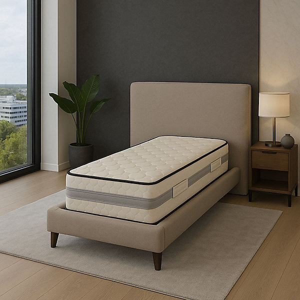 Matelas 100x200 - sommier et pieds inclus - oreiller memoire et protege matelas offerts - 23 cm - tres ferme - confort optimal -