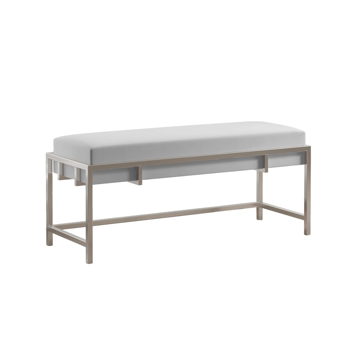Designerska ławka LAMO 100 tkanina jasnoszara - stelaż chrom