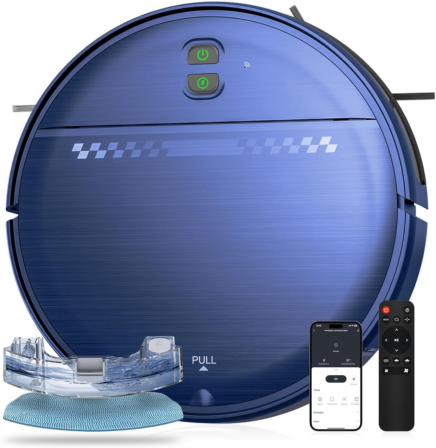 MANVN 2 in 1 Robot Vacuum and Mop Combo, 2.87'' Ultra-Slim Robotic Vacuum Cleaner with 3D Obstacle Avoidance, for Hard Floors and Carpets, Wi-Fi/App/Voice Controlled for Pet Hair, Self-Charging