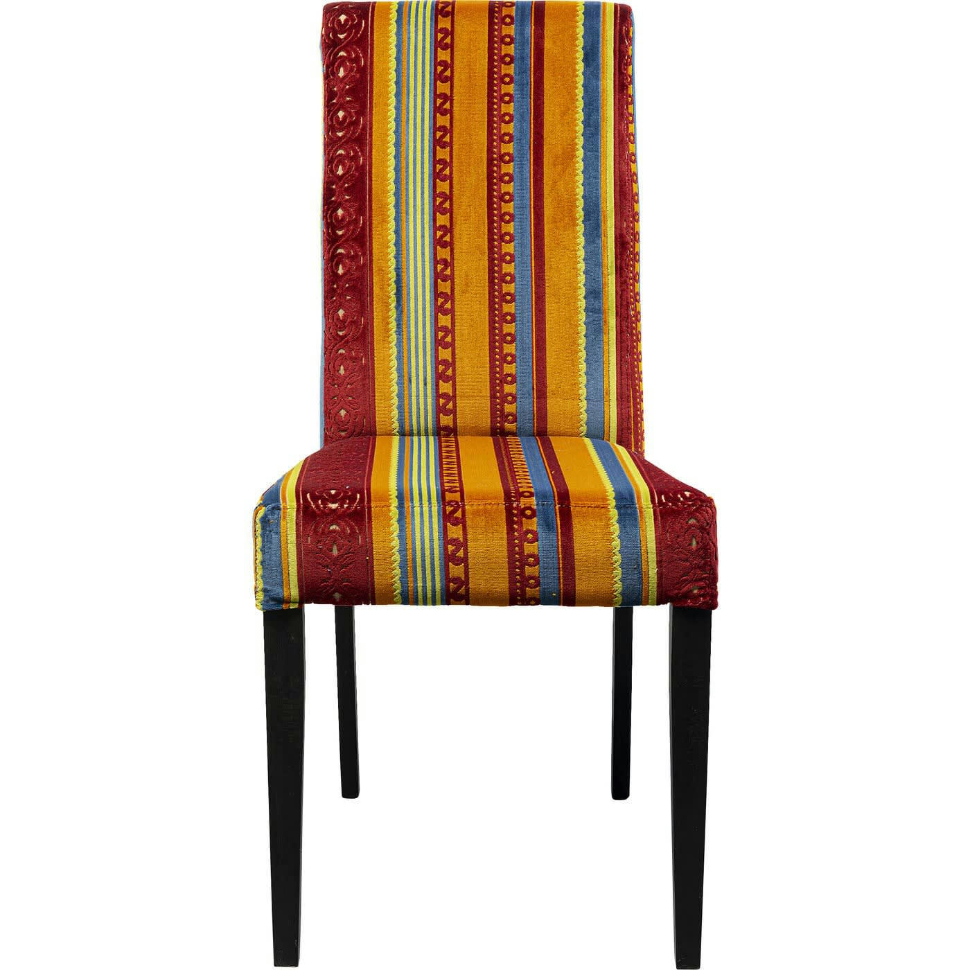 VERY BRITISH - Chaise patchwork rouge/orange et hêtre noir